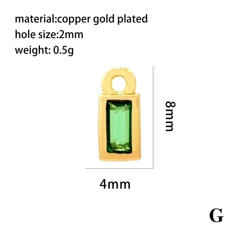 Casual Simple Style Round Rectangle Copper Plating Inlay Zircon 18k Gold Plated Charms