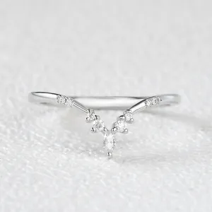 Chevron Minimalist Moissanite Marquise Stacking Band