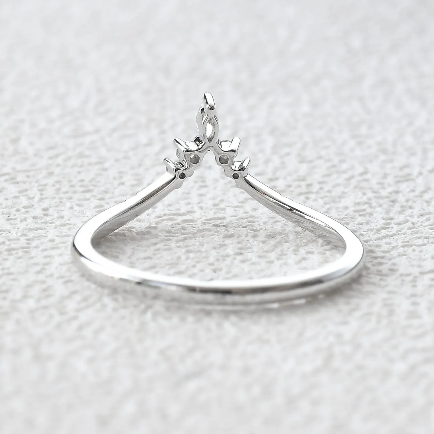 Chevron Minimalist Moissanite Marquise Stacking Band