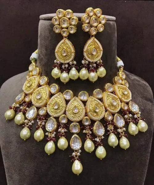 Choker Druzy Meena Kundan Neckkace Set