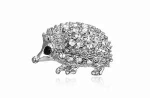 Christmas new year stunning diamonte silver plated tiny hedgehog brooch pin rr13