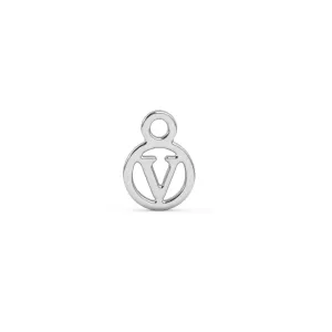 Circle Initial Charm - V | Sterling Silver