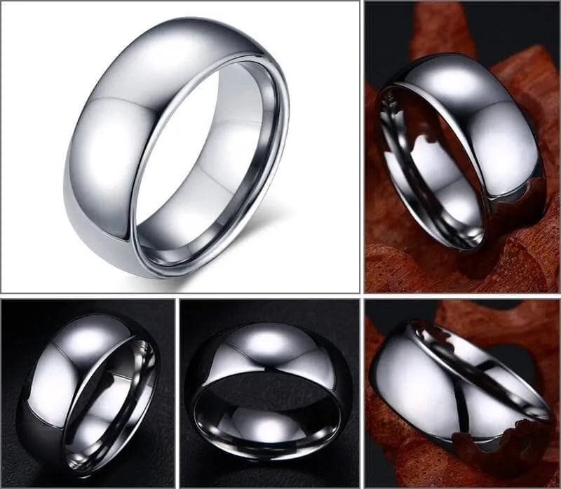 Classic 8mm Dome Tungsten Carbide Wedding Band