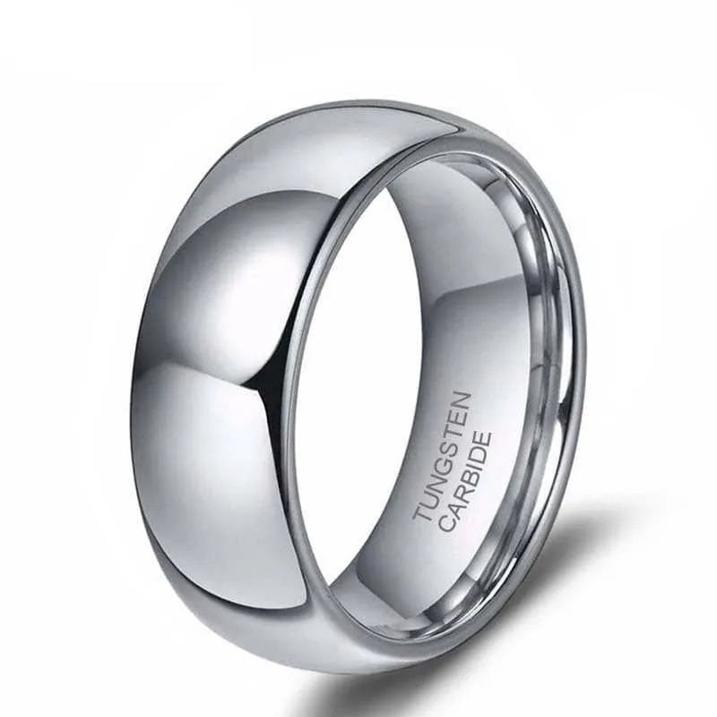 Classic 8mm Dome Tungsten Carbide Wedding Band