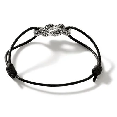 Classic Chain Love Knot Chain Bracelet on Black Cotton Cord by John Hardy