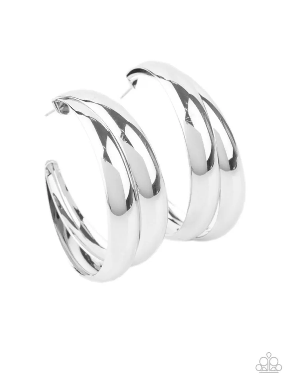 Colossal Curves - Silver Earrings - Paparazzi Accessories