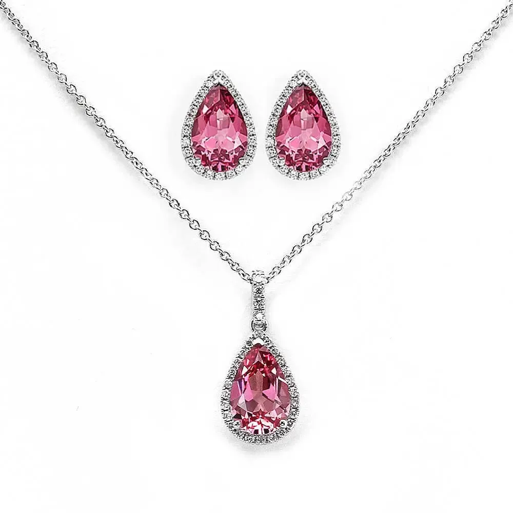 Coral Pink Sapphire Pear Cut Pendant in 18K Gold