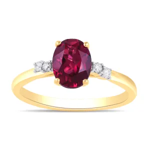 Created Ruby Ring with 0.05ct of Diamonds in 9ct Yellow Gold