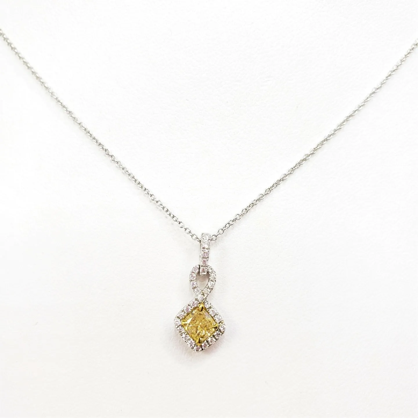 CUSHION FANCY INTENSE YELLOW DIAMOND PENDANT