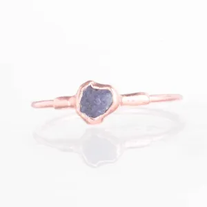 Dainty Raw Tanzanite Ring in Rose Gold