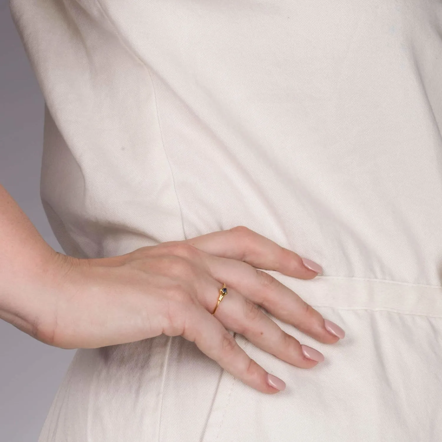 Dainty Raw Tanzanite Ring in Rose Gold