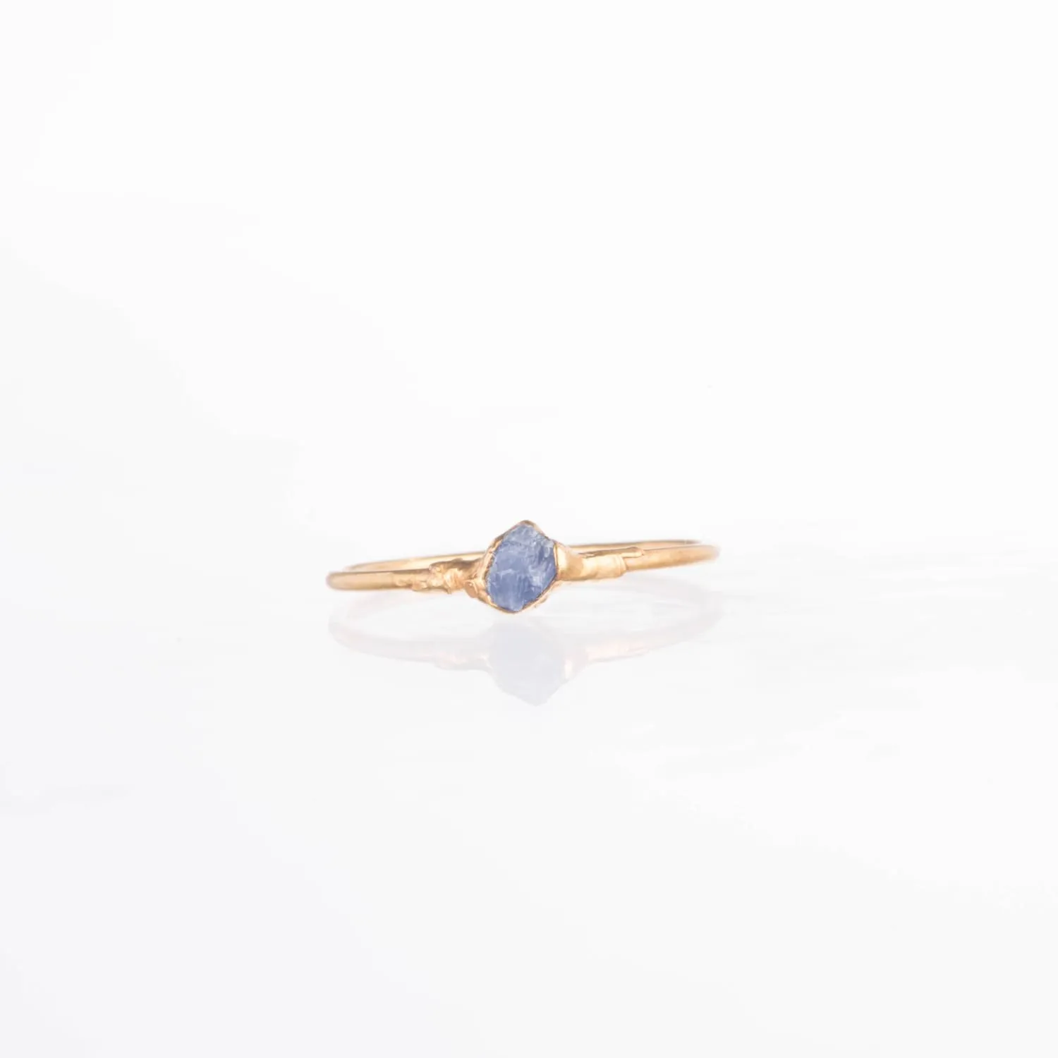 Dainty Raw Tanzanite Ring in Yellow Gold