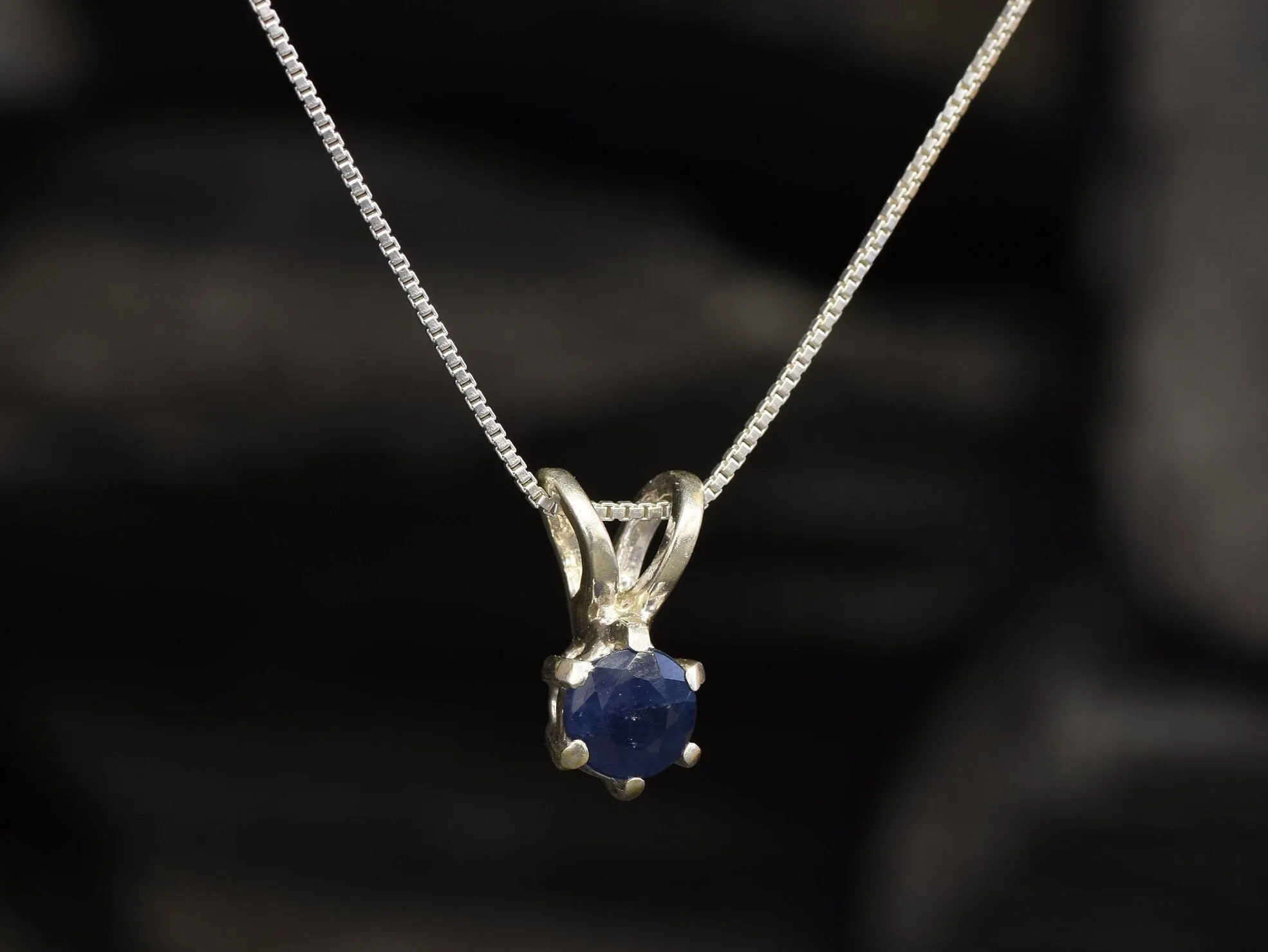 Dainty Sapphire Pendant - Natural Sapphire Necklace - Blue Minimalist Necklace