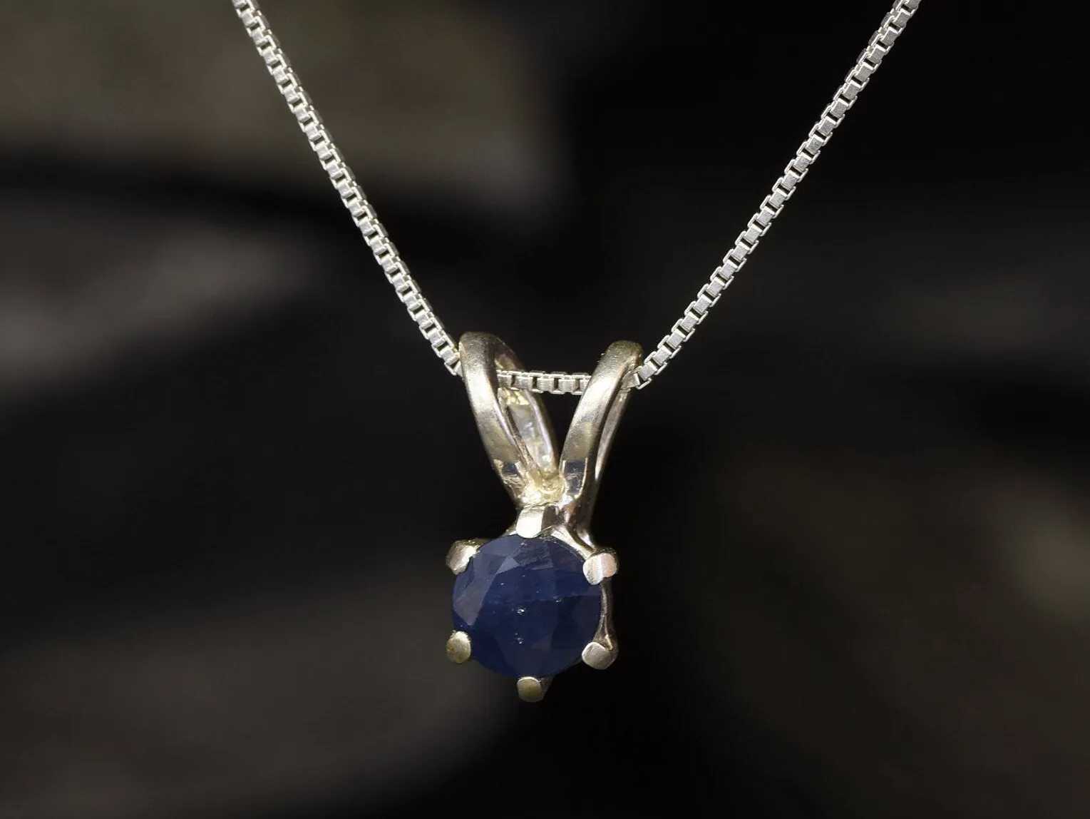 Dainty Sapphire Pendant - Natural Sapphire Necklace - Blue Minimalist Necklace