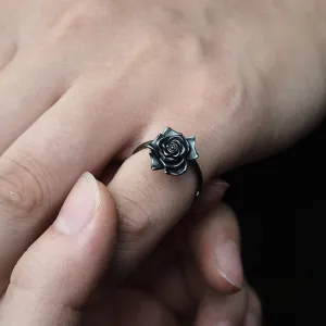 Dark Rose Minimalist Vintage Rings For Women - Black Rhodium Plated Rings