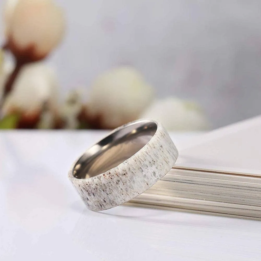 Deer Antler Titanium Wedding Band