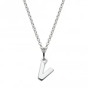 Dew Sterling Silver Dinky V Initial Pendant 9092HPV