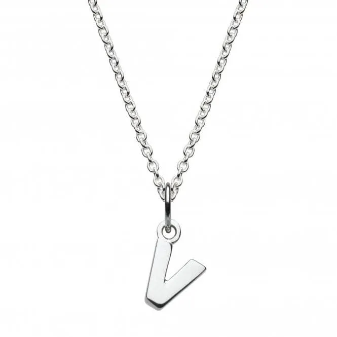 Dew Sterling Silver Dinky V Initial Pendant 9092HPV