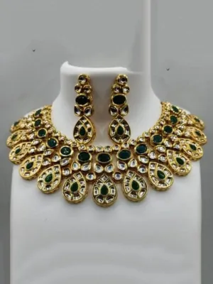 Drop Cut Kundan Necklace And Earring Set