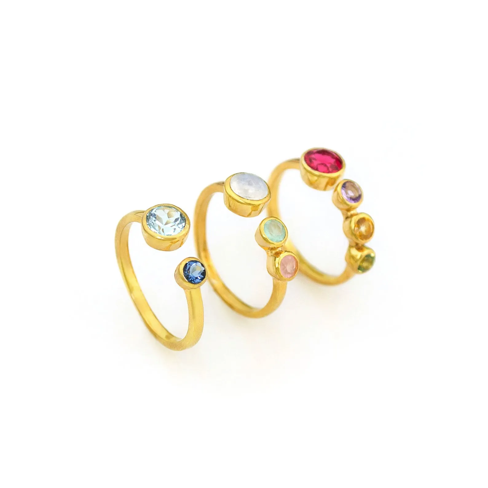 Dual Birthstone Adjustable Ring: Mother Daughter Ring