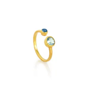 Dual Birthstone Adjustable Ring: Mother Daughter Ring