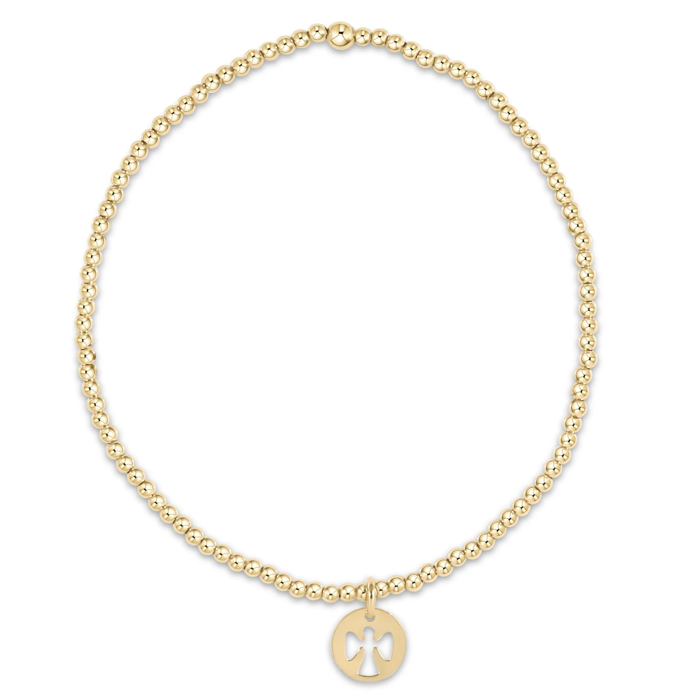 egirl Classic Gold 2mm Bead Bracelet - Guardian Angel Small Gold Disc