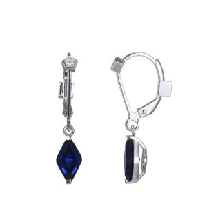 ELLE Sterling Silver "Etoile" Created Blue Sapphire & Diamond Leverback Earrings (SI5051)