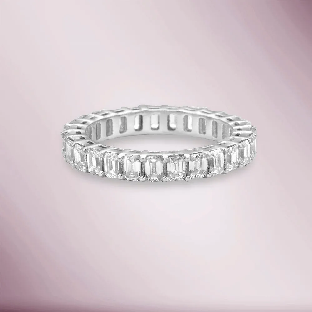 Emerald Cut Diamond Eternity Band (2.50 ct.) 4-Prongs Setting in 14K Gold