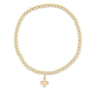 Enewton - classic gold 3mm bead bracelet - signature cross gold charm