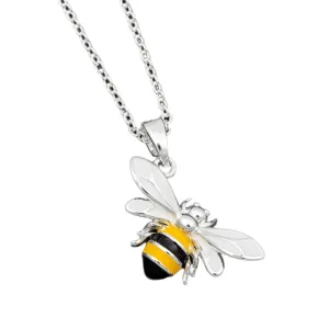 Equilibrium Handpainted Sparkle Bee Silver Plated Necklace