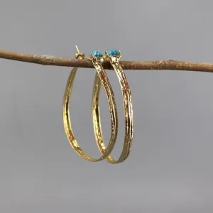 Extra Large Apatite Hammered Hoops