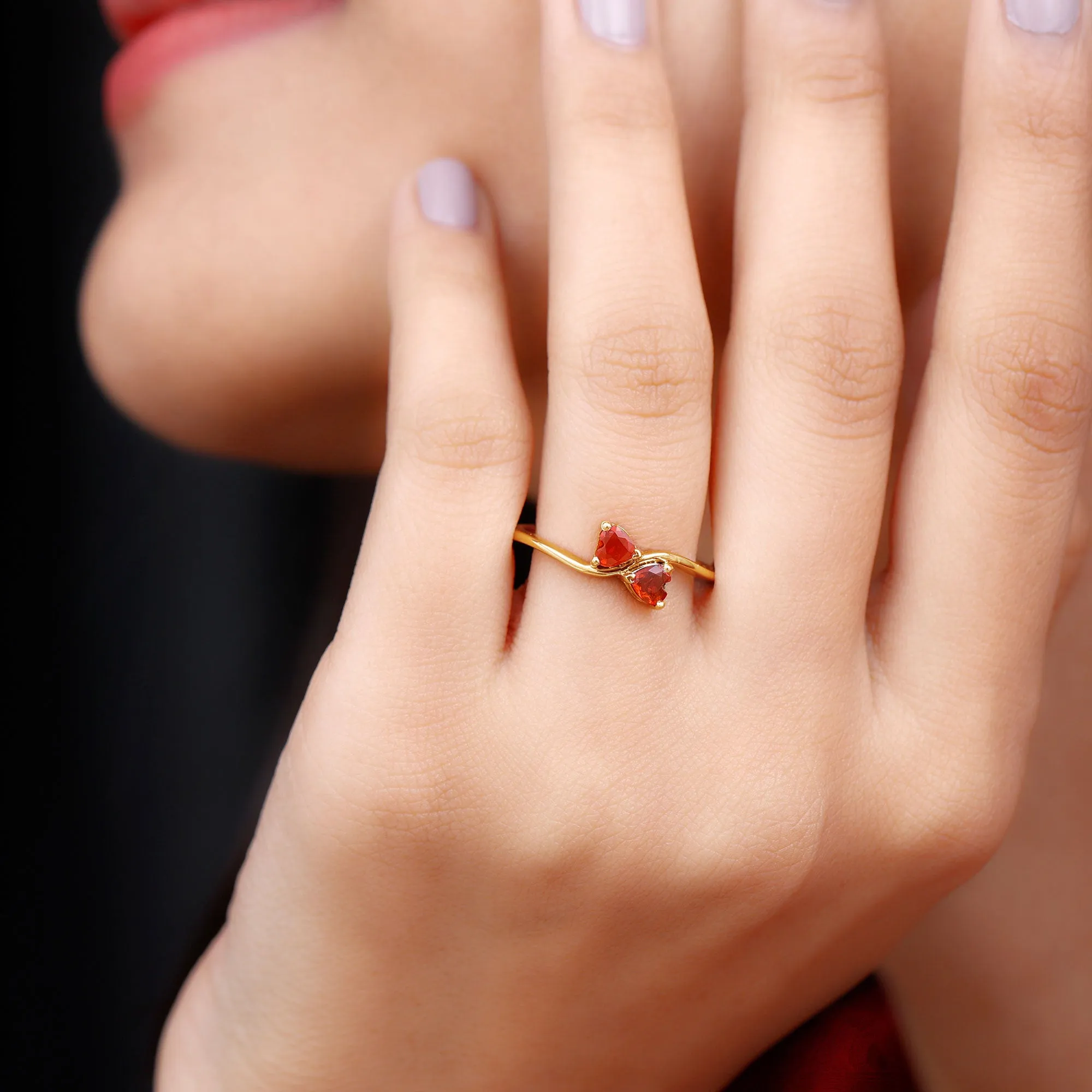 Fire Opal Heart Promise Ring