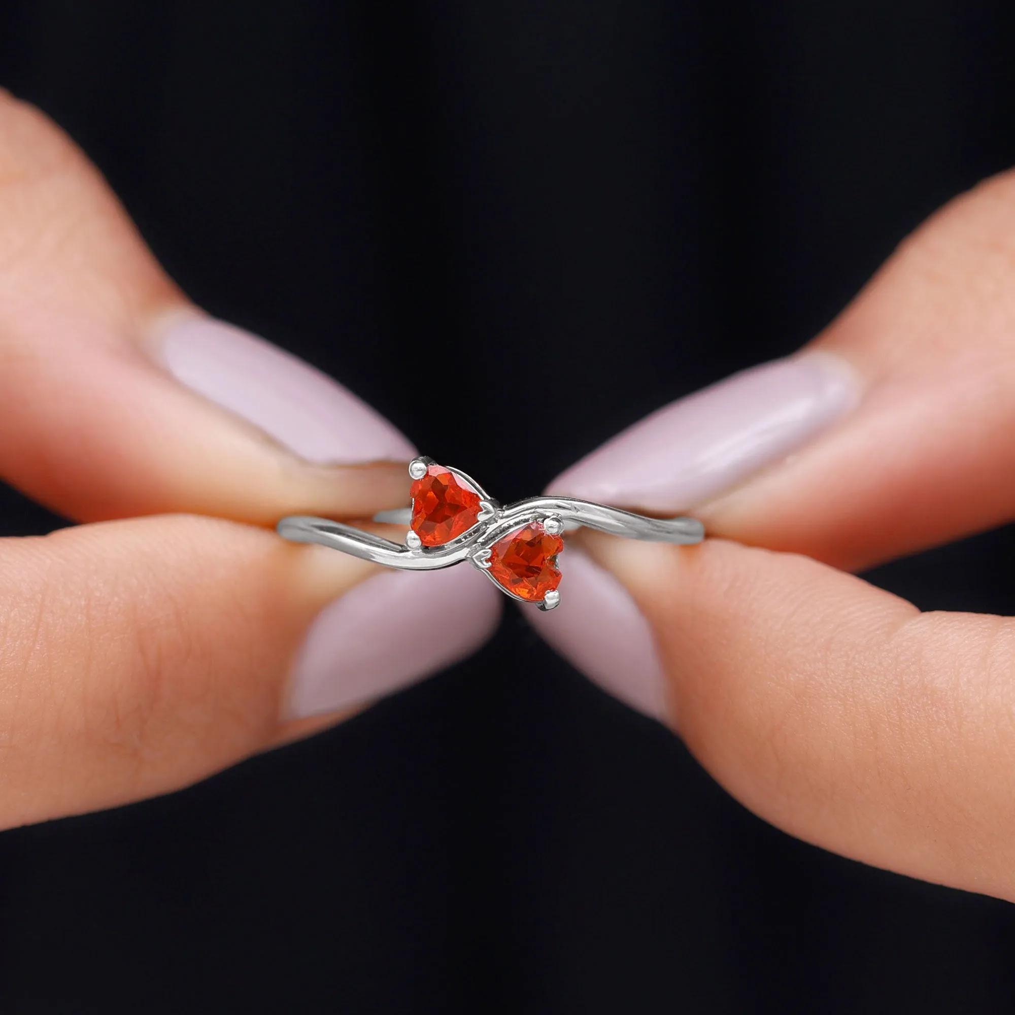 Fire Opal Heart Promise Ring