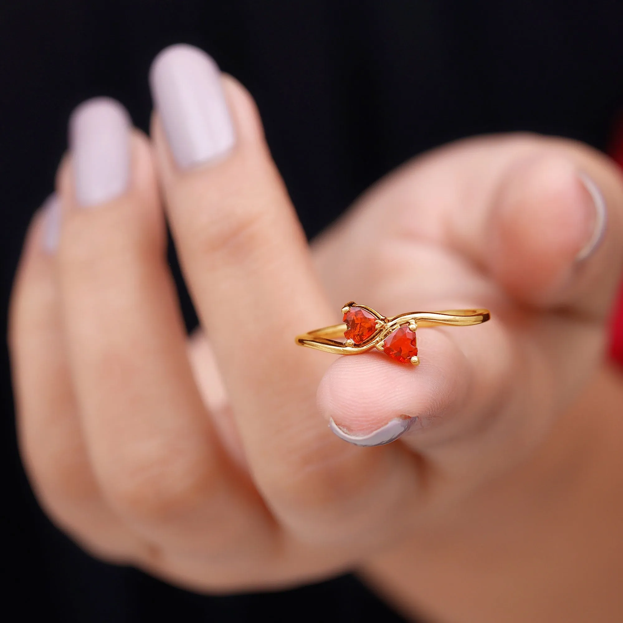 Fire Opal Heart Promise Ring