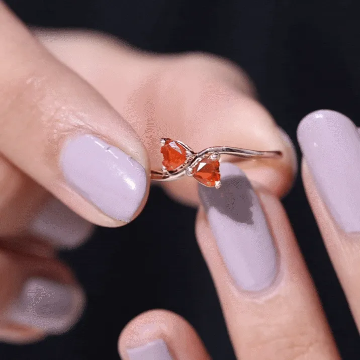 Fire Opal Heart Promise Ring