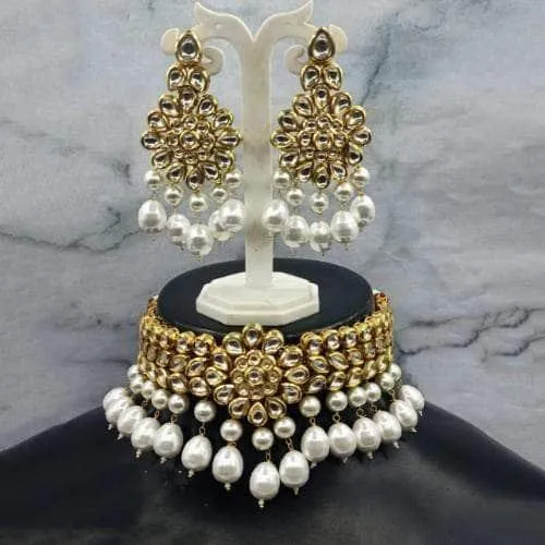 Flower Kundan Choker And Earring Set