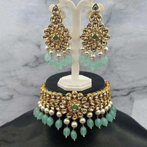 Flower Kundan Choker And Earring Set