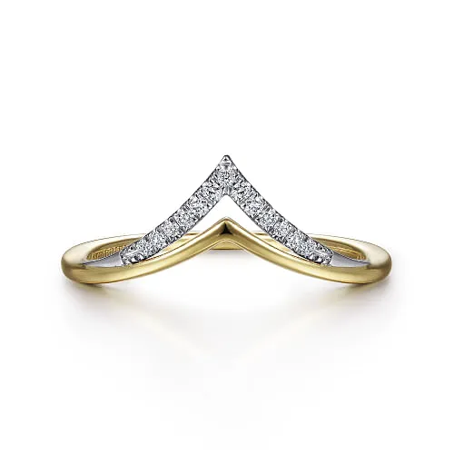 Gabriel & Co | 14K White-Yellow Gold Diamond Chevron Ring