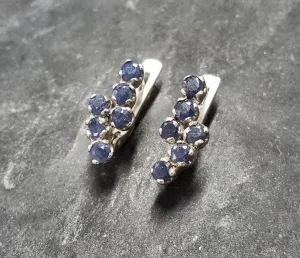 Genuine Sapphire Earrings - Dainty Blue Earrings - Vintage Drop Earrings