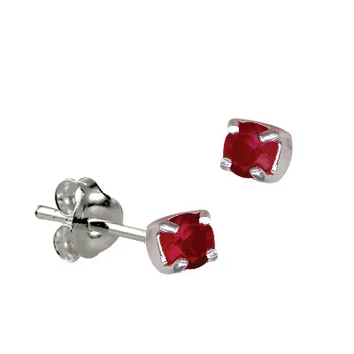 Genuine Sterling Silver 4mm Round Crystal / Cubic Zirconia Birthstone Stud Earrings - Available January to December birthstones