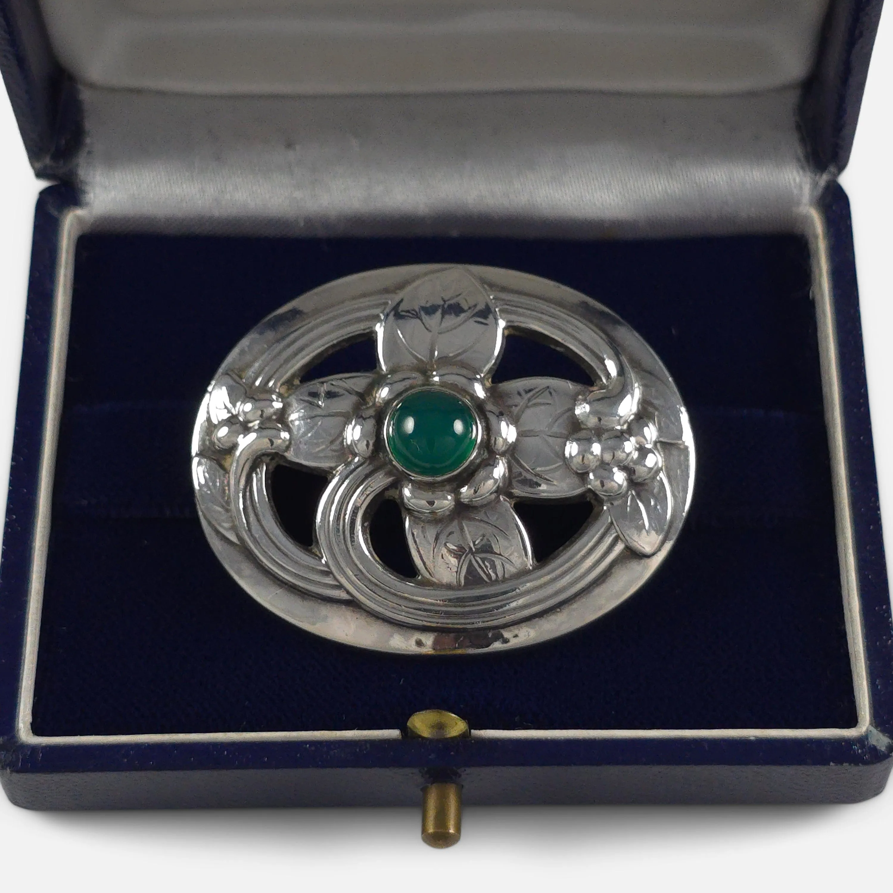 Georg Jensen Sterling Silver Chrysoprase Brooch #138