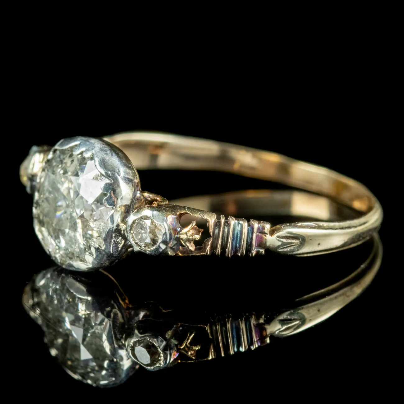 Georgian Style Diamond Trilogy Ring 1.70ct Solitaire