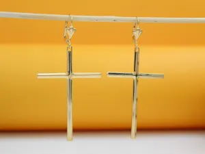 Gold Filled Large Cross Dangle Earrings