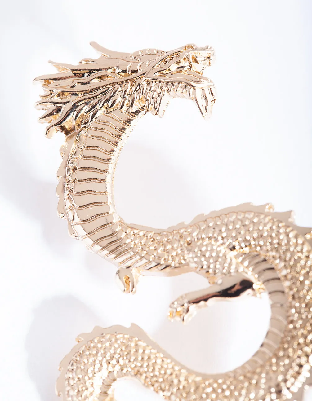 Gold Large Swirl Dragon Earrings