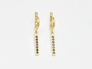 Gold Natural Sapphire Earrings - Blue Dangling Earrings - September Birthstone Earrings