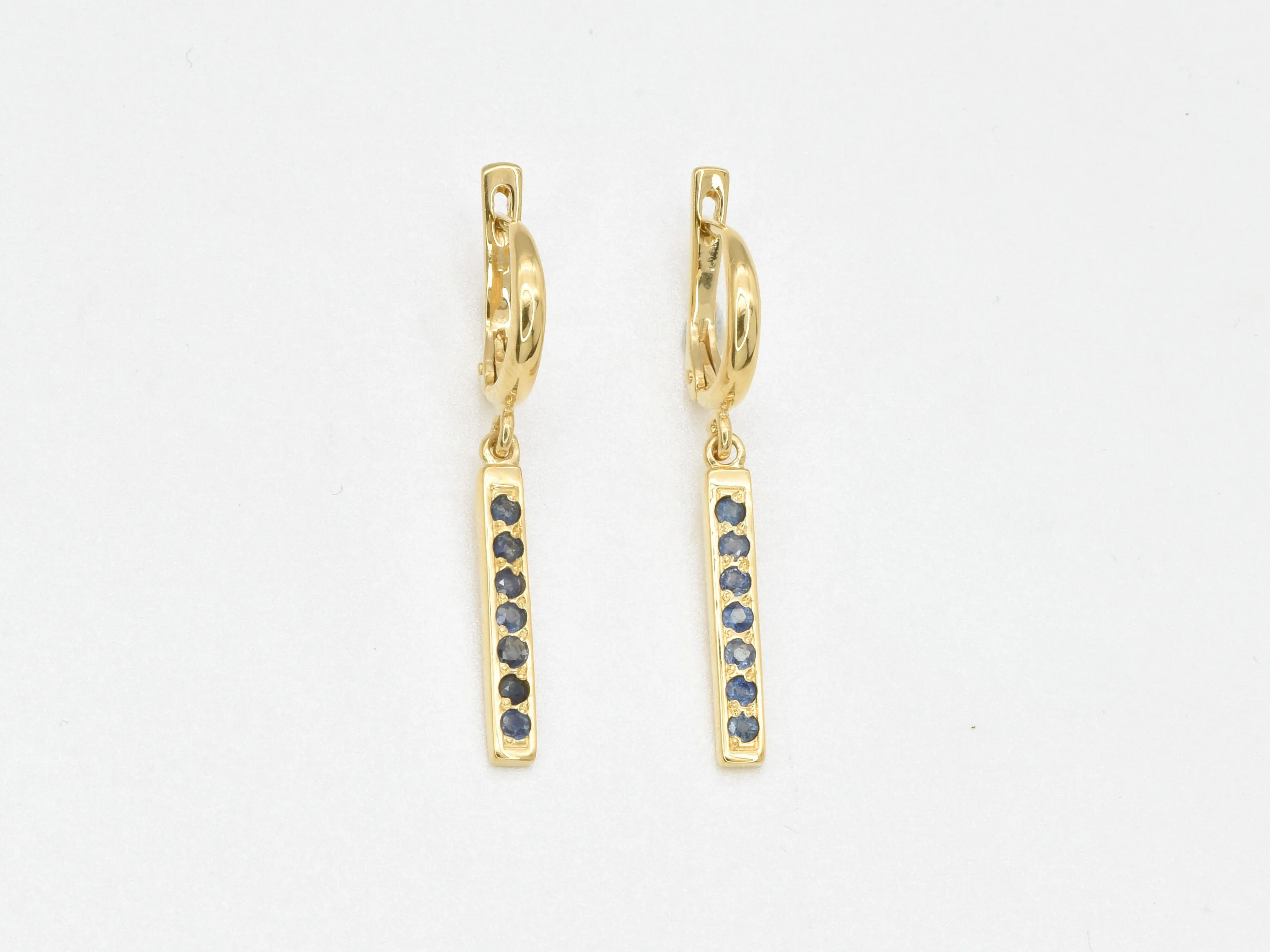 Gold Natural Sapphire Earrings - Blue Dangling Earrings - September Birthstone Earrings