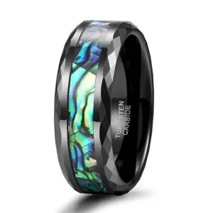 Green Abalone Shell Rhombus Tungsten Wedding Band