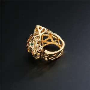 Green Eye Leopard Hallow Gold Rings JLTR0416