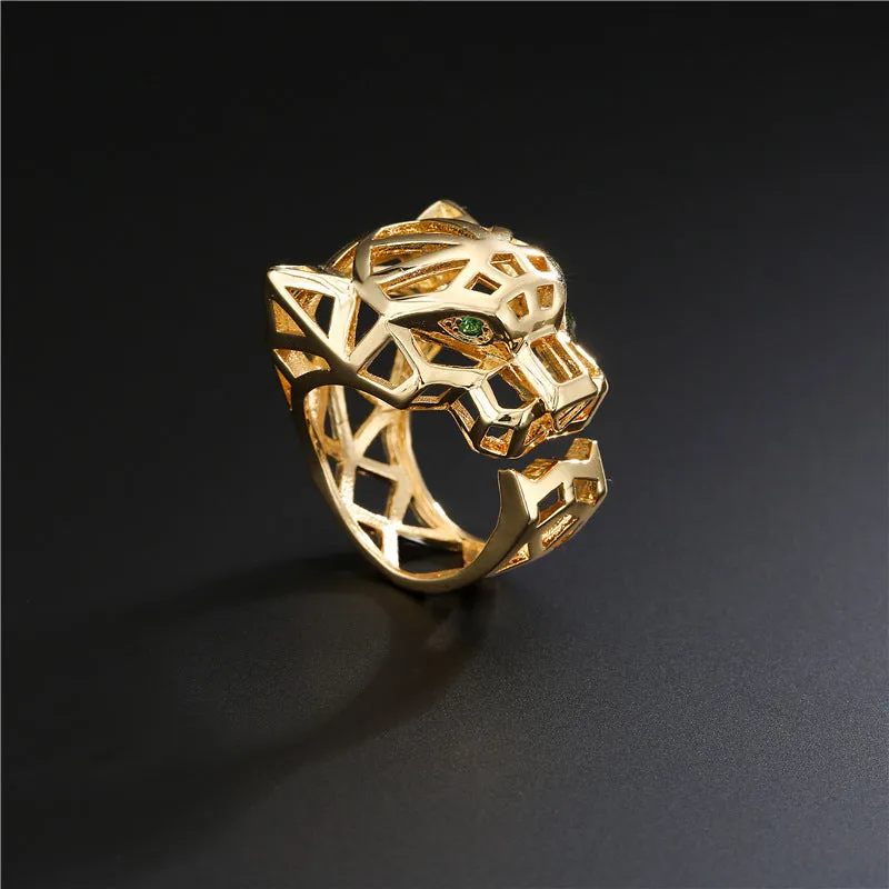 Green Eye Leopard Hallow Gold Rings JLTR0416