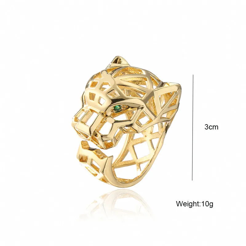 Green Eye Leopard Hallow Gold Rings JLTR0416